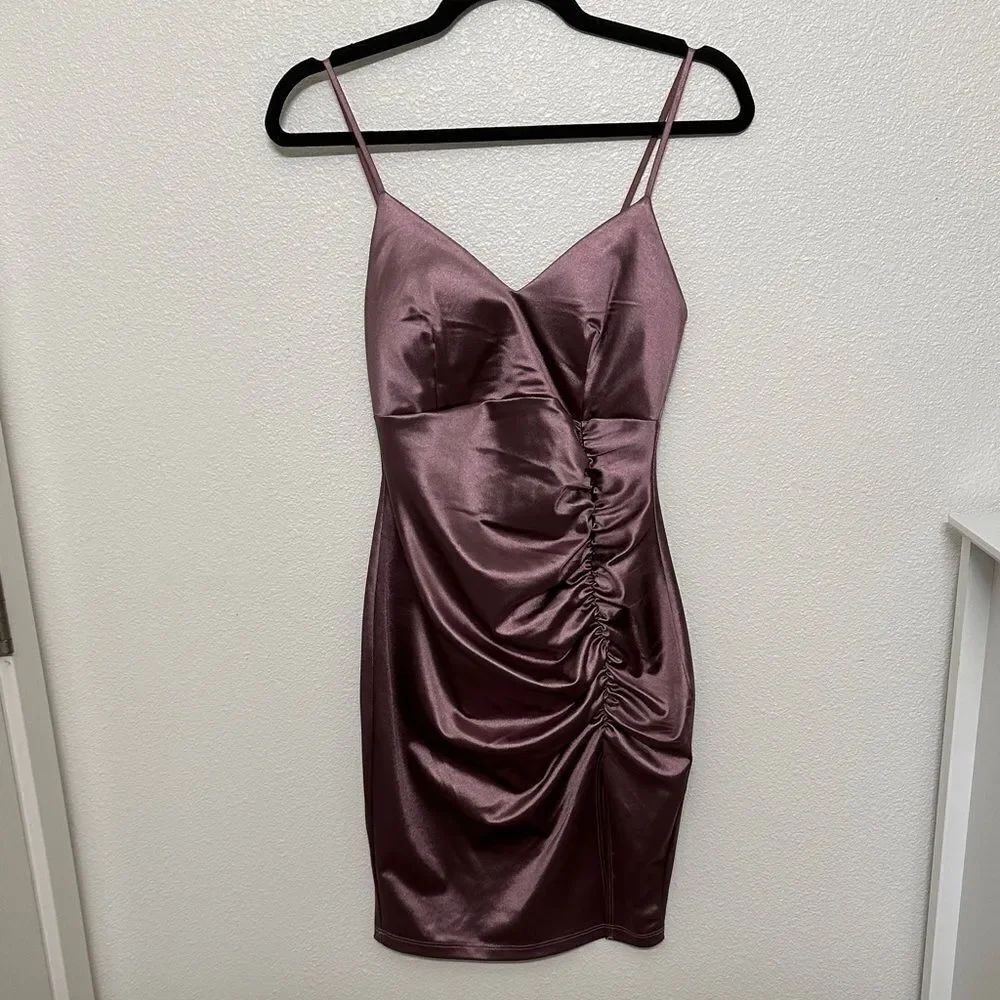 Guess Purple Ruched Bodycon Mini Dress